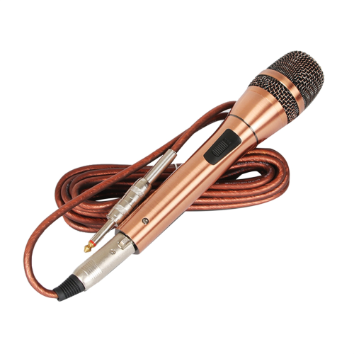 Microfone dinâmico universal com fio e isolamento de ruído.