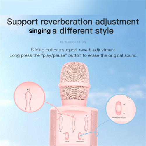 Microfone doméstico sem fio Bluetooth para karaokê infantil, rosa. 2
