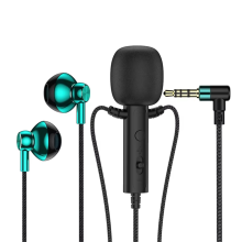 3.5mm in-Ear Lavalier Microphone with Earphone Clip Mic black Green