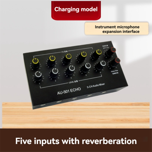 Mixer de áudio portátil de 5 canais com mini extensor de microfone B 1