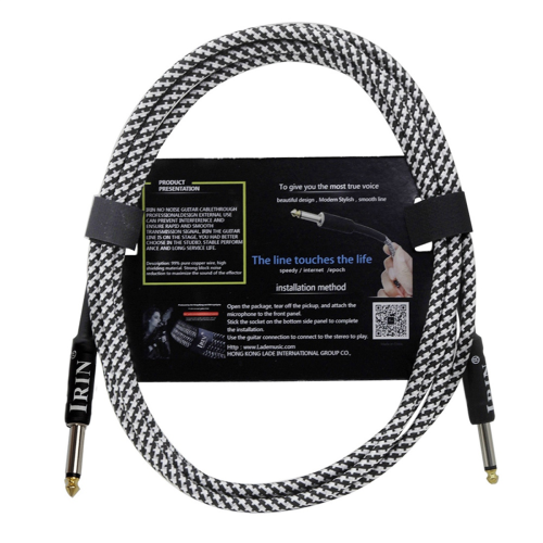 Gitarrkabel Brusreduceringskabel (10M) Svart & Vit