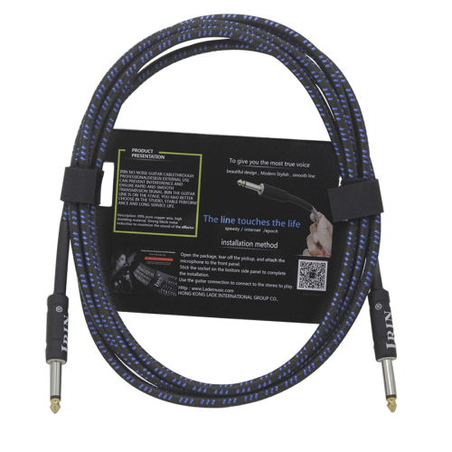 Gitarr Musikinstrument Kabel Ljudkabel Blå & Svart