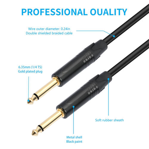 1/4 gitarový kábel samec-samec /TRS vyvážený stereo audio kábel 300 cm 1