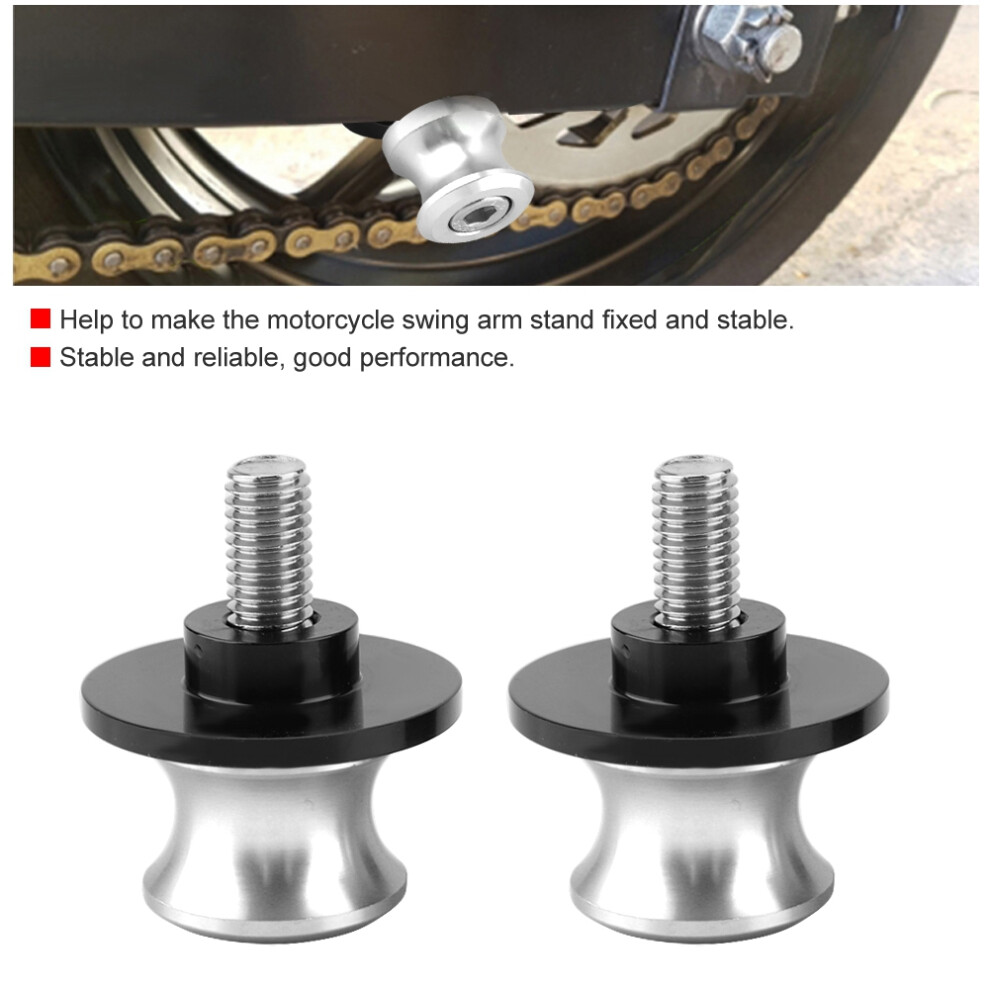 2Pcs 8Mm Motorcycle Cnc Rear Stand Swing Arm Spool Sliders Stand Swingarm Bobbins (Silver) Silver 4341324561553