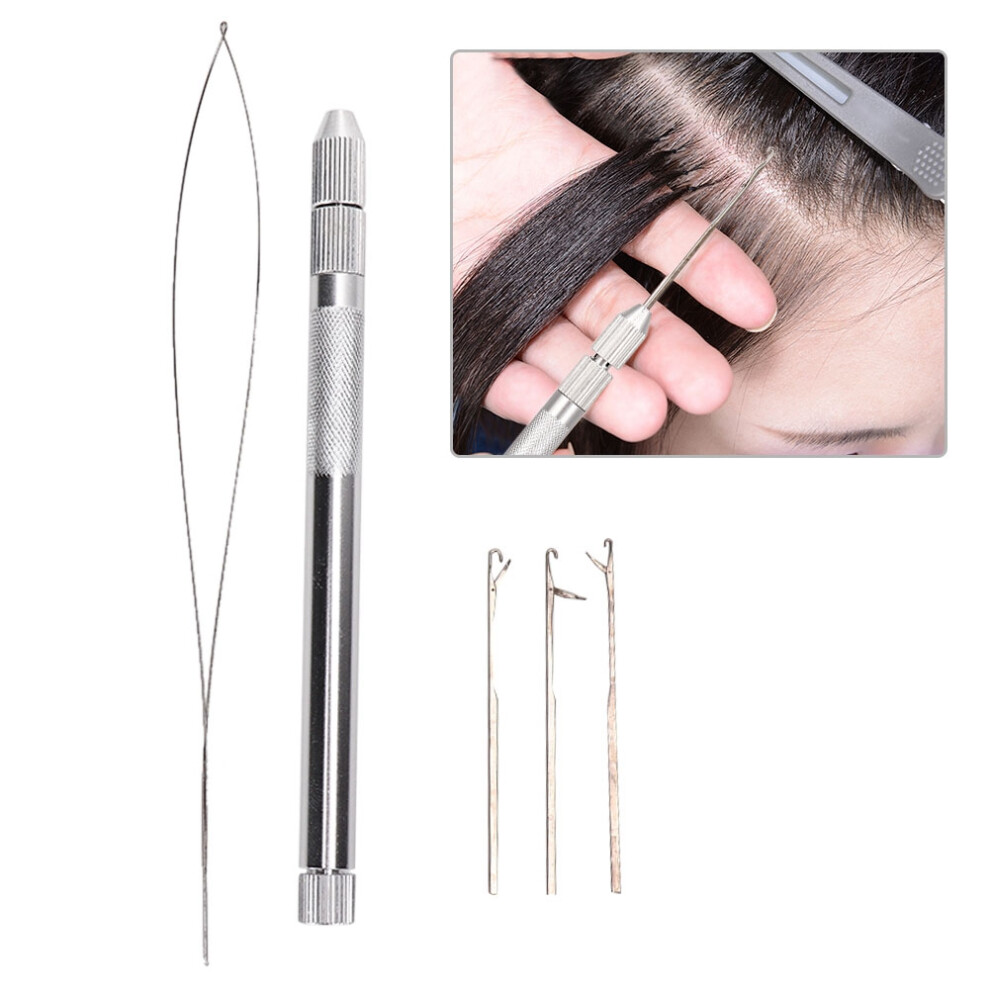 Unisex Aluminum Handle Pulling Loop Needle Micro Beads Looper Threader For Hair Extension