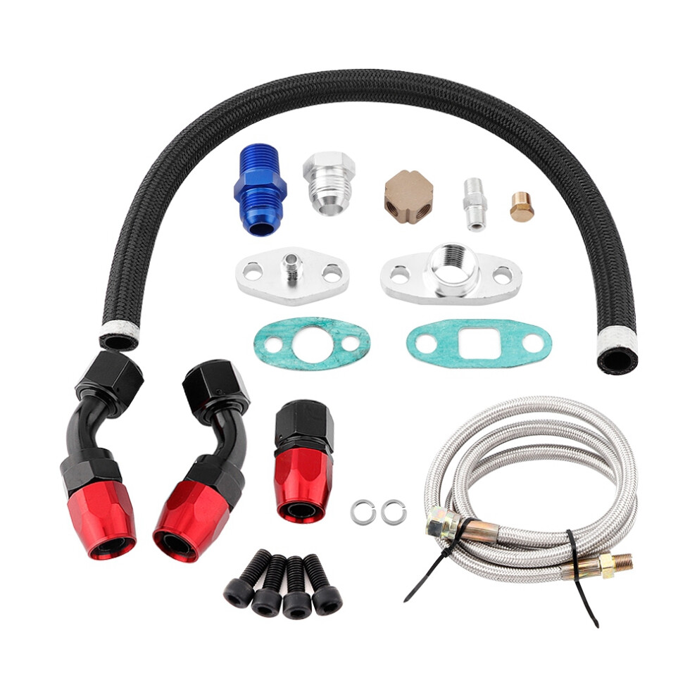 Turbo Oil Feed Return Line An10 Fitting Adapter Flange Kit For T3 T4 Gt35 T70 T66 7621324563700