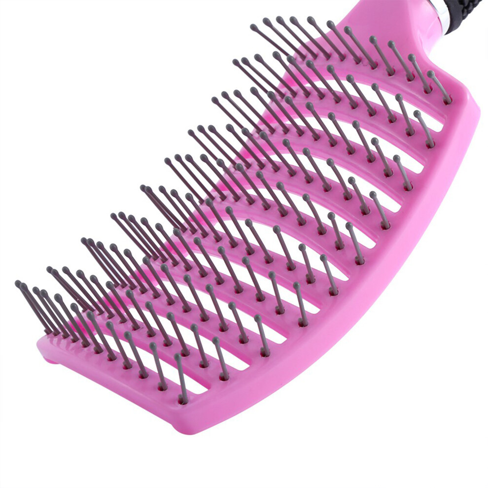 Unisex Pink Fashion Curved Vent Hair Care Comb Massage Hairbrush Salon Hairdressing Styling Tool(Pink)