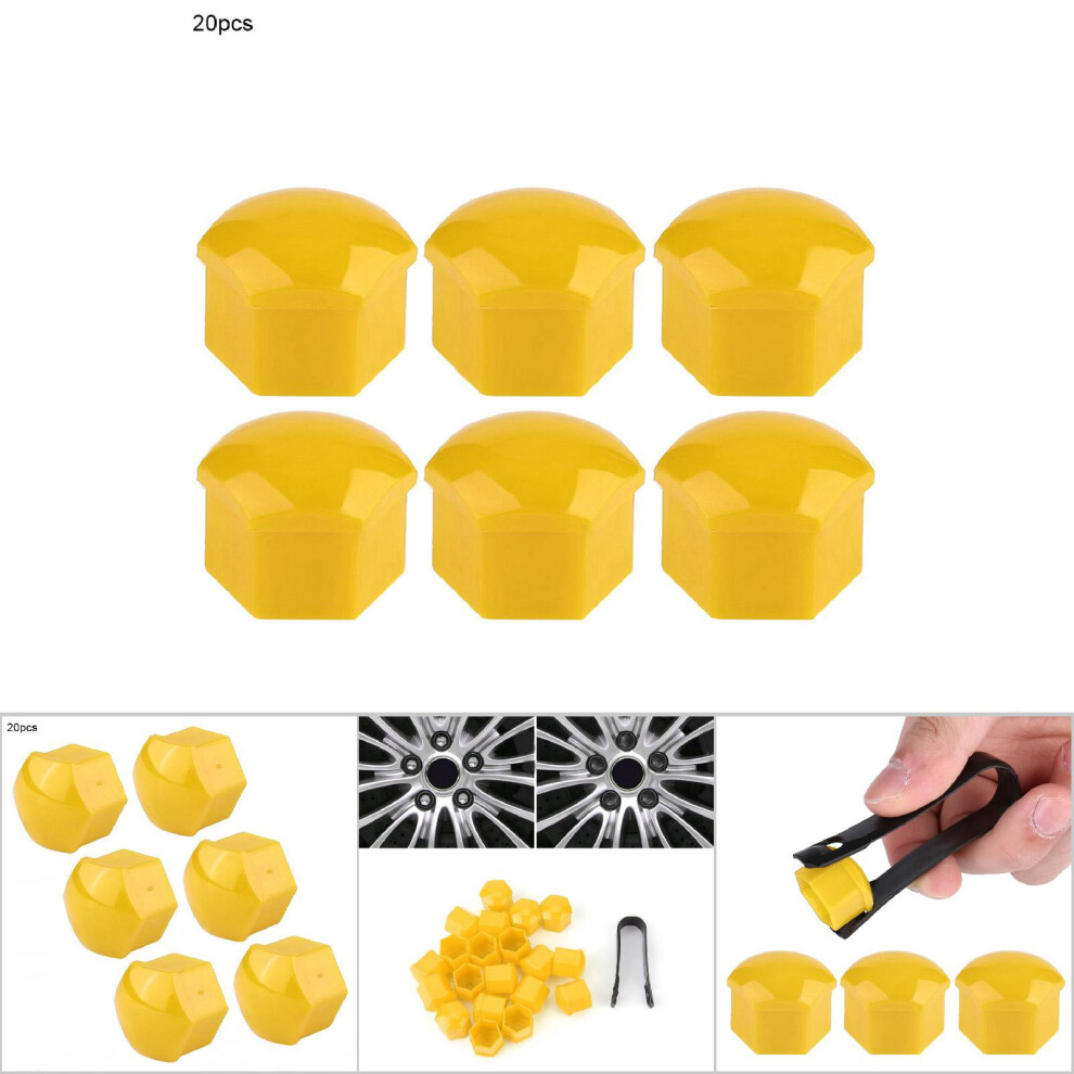 20Pcs 19Mm Car Wheel Nut Caps Auto Hub Screw Cover Bolt Rims Exterior Protection (Yellow) Yellow 4931324564205
