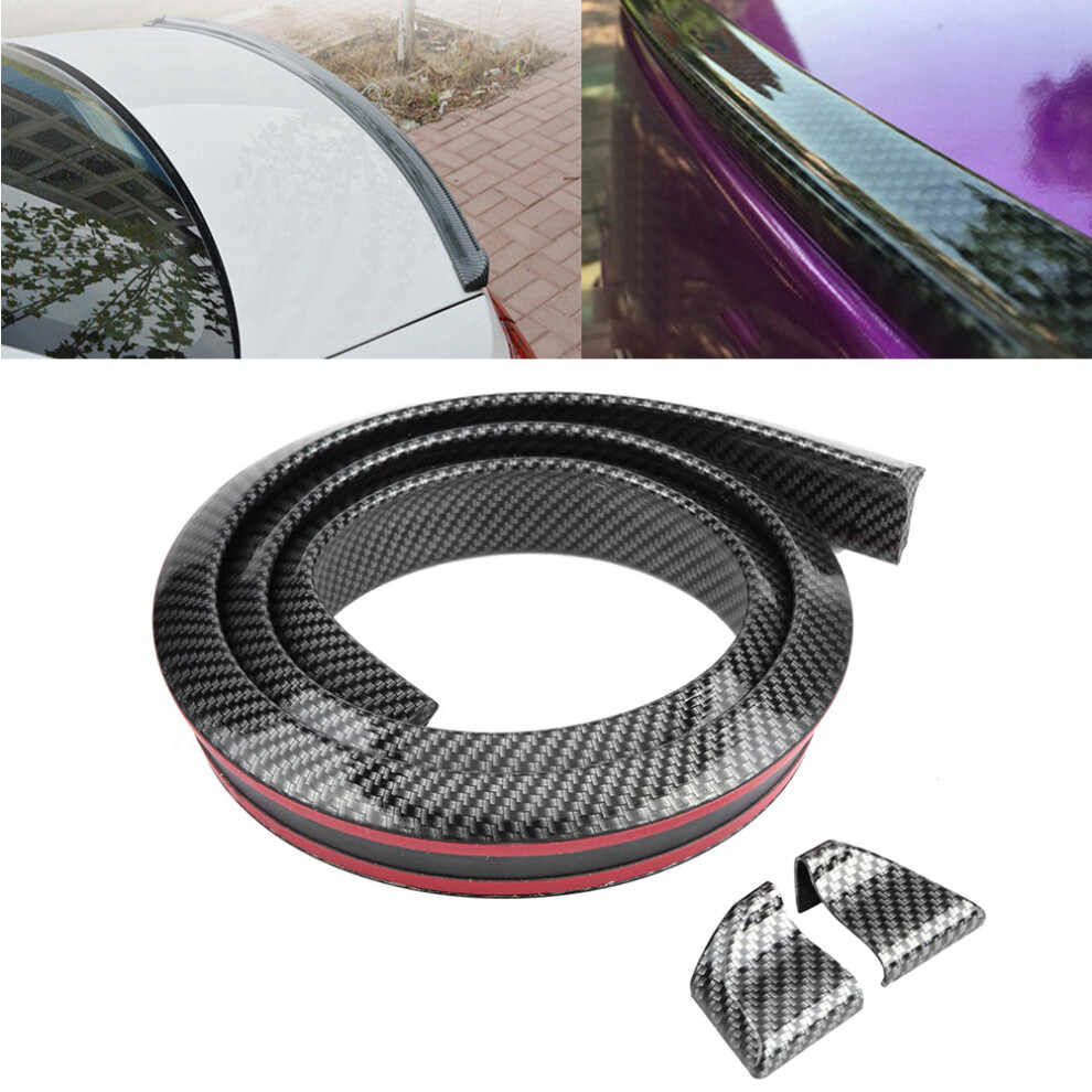 1.5M/4.9Ft Carbon Fiber Soft Rubber Car Rear Roof Trunk Spoiler Wing Lip Sticker Guard 4291324564569