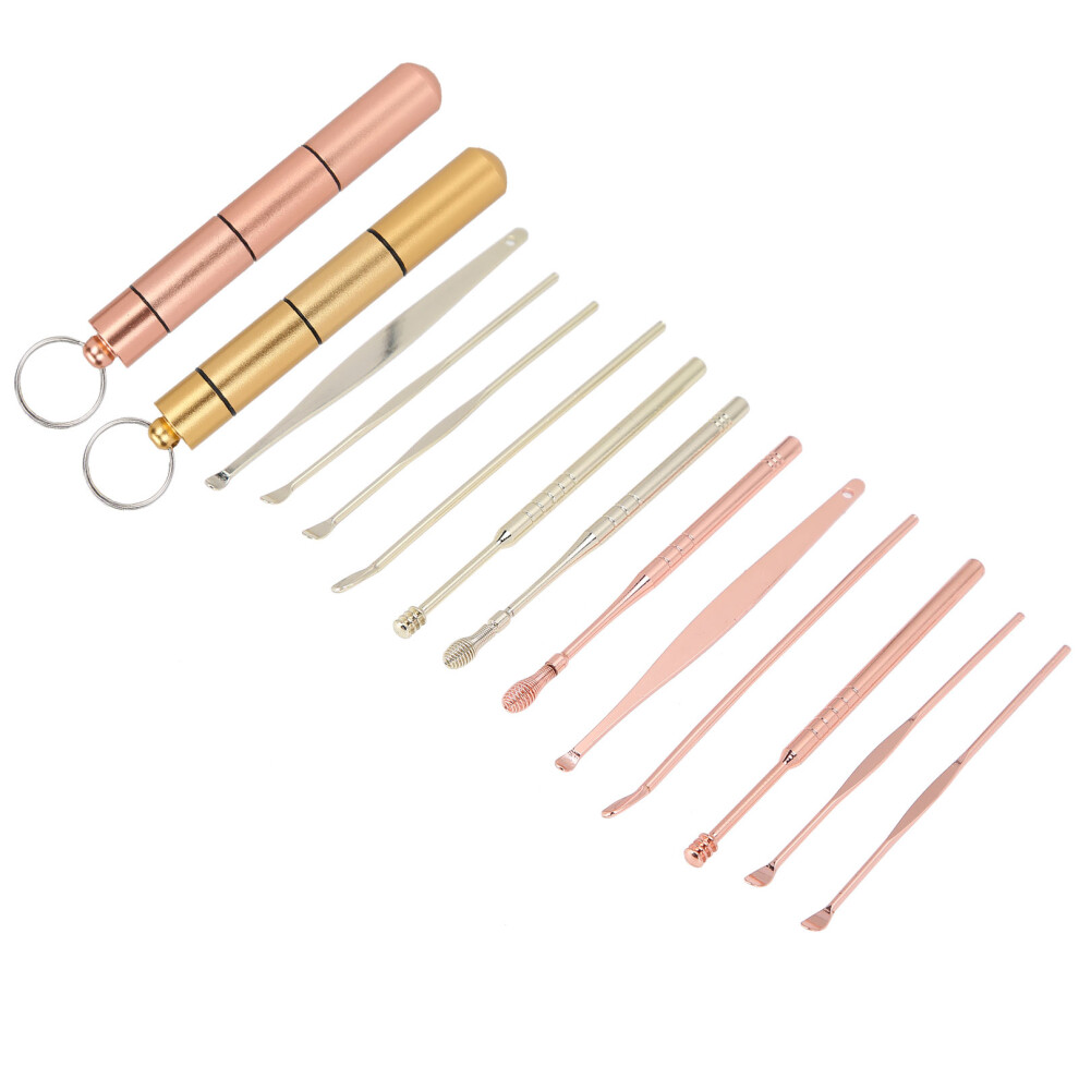 Gold Earwax Remover Kit Stainless Steel Ear Spoon Scoop Ear Wax Pick Earwax Cleaning Tool(Rose )