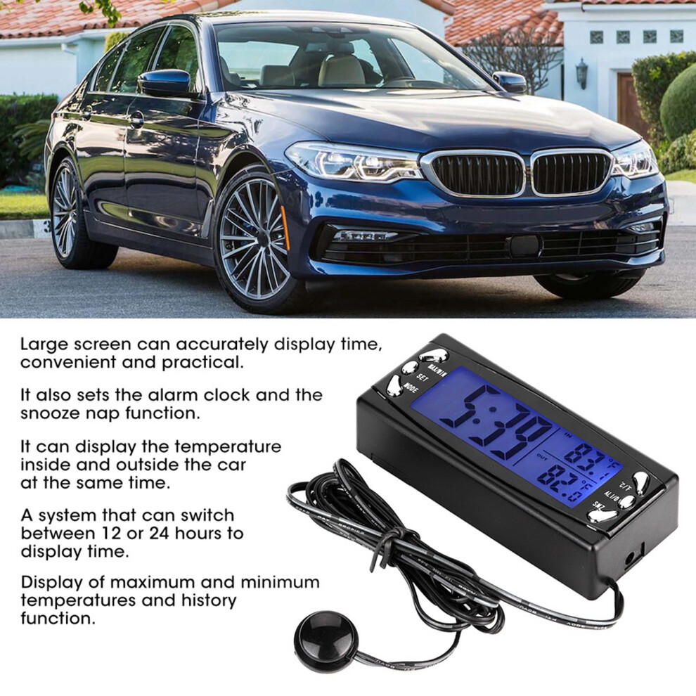 12V Digital Car Thermometer Vehicle Clock Lcd Temperature Meter With Alarm Function Ct23 3001324566668