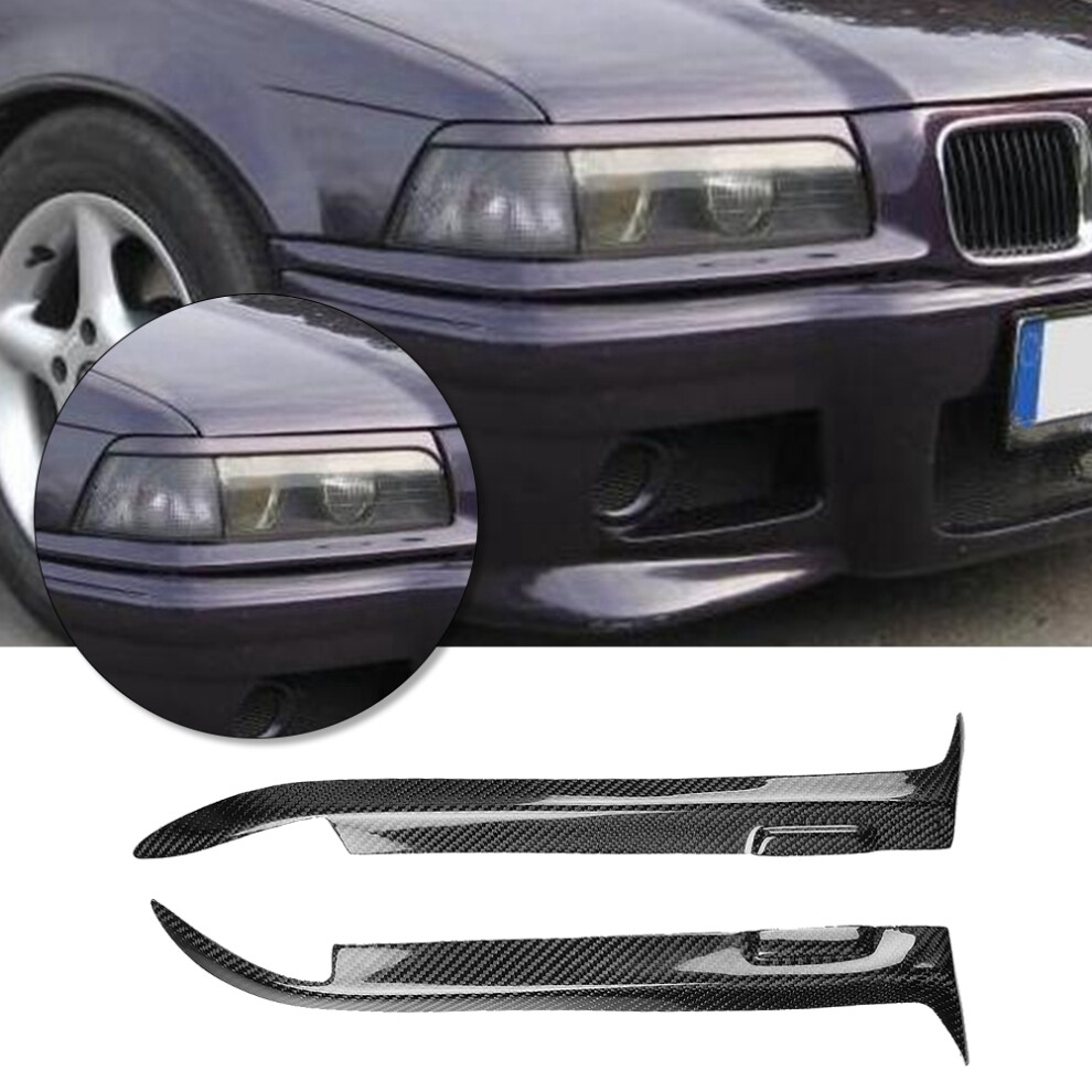 Pair Of Headlight Eyebrow Carbon Fiber Cover Trim Sticker Fits For E36 92-98 8771324569154