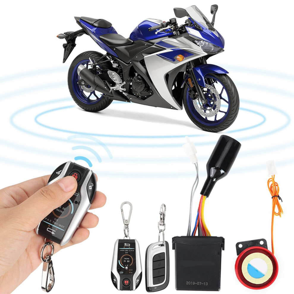105-125dB Motorcycle 2 Way Remote Alarm Horn Waterproof Security System with Engine Start