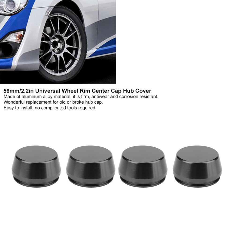 4Pcs 56Mm/2.2In Universal Wheel Rim Center Cap Hub Cover Aluminum Modified Part(Black) Black 7891324572013