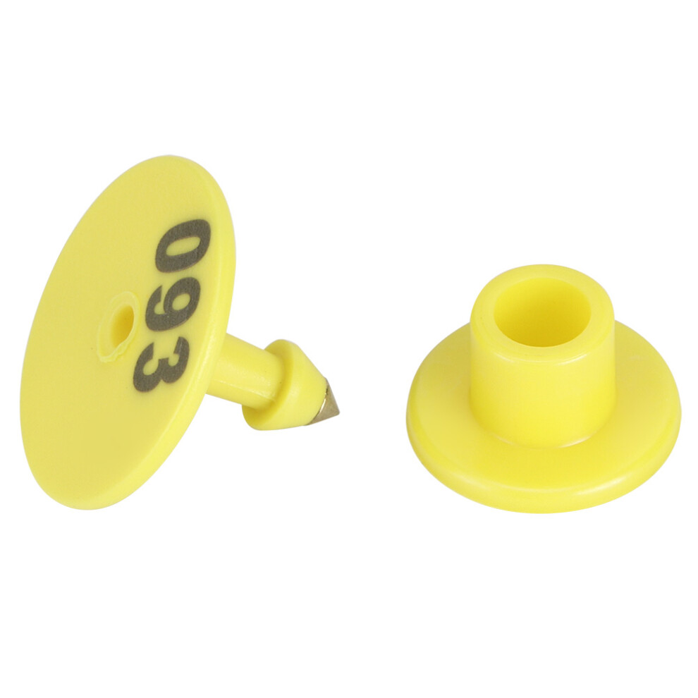 100Pcs Livestock Round Number Ear Tag Label Marker Accessory For Pig Sheep Cattle Yellow