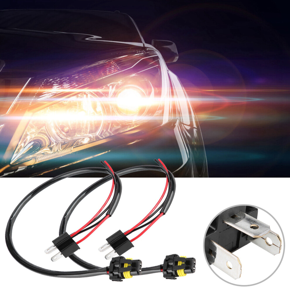 2Pcs H4 Sockets To 9006 Bulbs Wire Harness Head Fog Conversion Adapter Cable Light 9331324572364