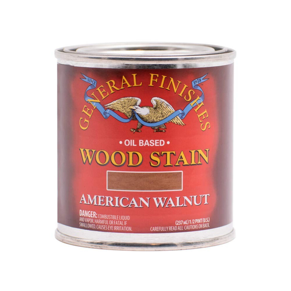 General Finishes Oil Based Penetrating Wood Stain 1/2 Pint American Walnut 606016104437