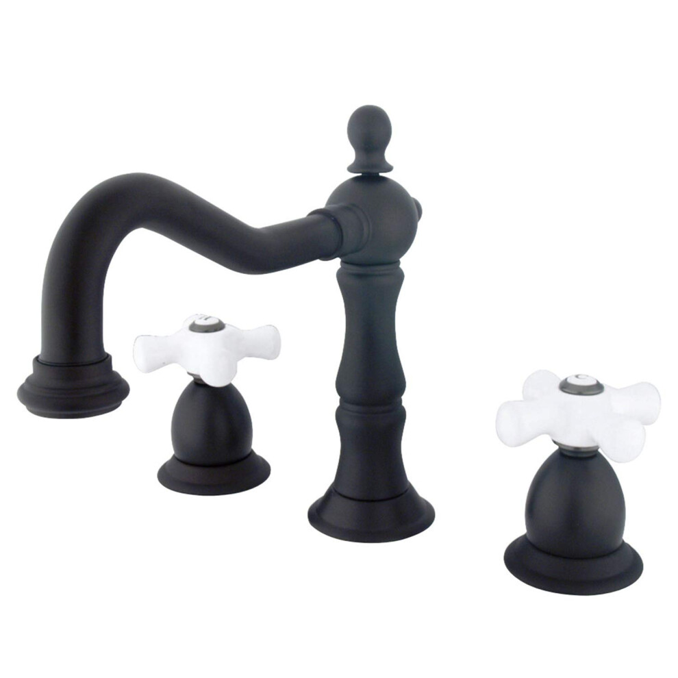 Kingston Brass Ks1975px Heritage Widespread Lavatory Faucet With Porcelain Cross Handle Oil Rubbed Bronze 663370107566