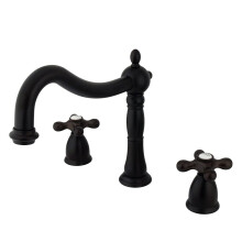 Kingston Brass KS1345AX Heritage Roman Tub Filler con manico in metallo olio sfregato Bronzo da 8 pollici Centro regolabile