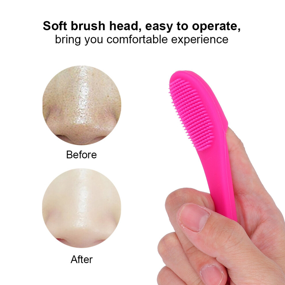 Silicone Face Cleansing Finger Brush Pore Cleaner Blackhead Removal Massager (Dark Rose Red)