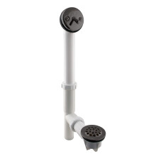 Westbrass 592244-12 14"""" White Poly Tubular Bath Waste & Overflow Assembly with Trip Lever and Strainer Grid Drain Cover Oil Rubbed Bronze