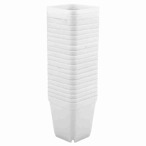 20pcs Mini Modern Succulent Plant Pots Small plastic Containers, Scrub square Pots（White） 2
