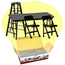 Cern hern sada Ultimate Ladder Table & Chairs pro zpasnick akcn figurky