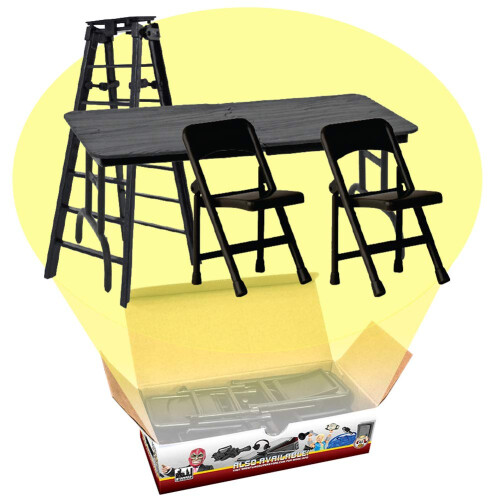 Cern hern sada Ultimate Ladder Table & Chairs pro zpasnick akcn figurky