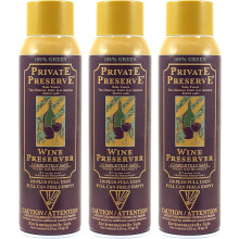 Private Preserve Wine Preservation System | 100% Green Gas Based | Suitable For All Wine Port Sake Cognac Whiskey Fine Oil & Vinegar (Pack of 3)