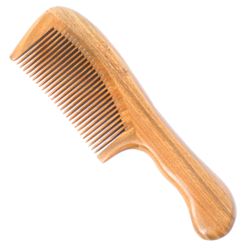 Brise Breezelike Green Sandalwood Comb - No Static Fine Tooth Wood Comb - Natural Wooden Hair Comb For Detangling