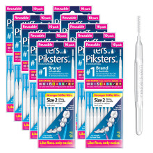 Piksters Interdental Brushes Size 2 100 Count (10 x 10 Packs) Interdental Tooth Brush for Small & Medium Gaps Gum Soft Bristles for Plaque Re