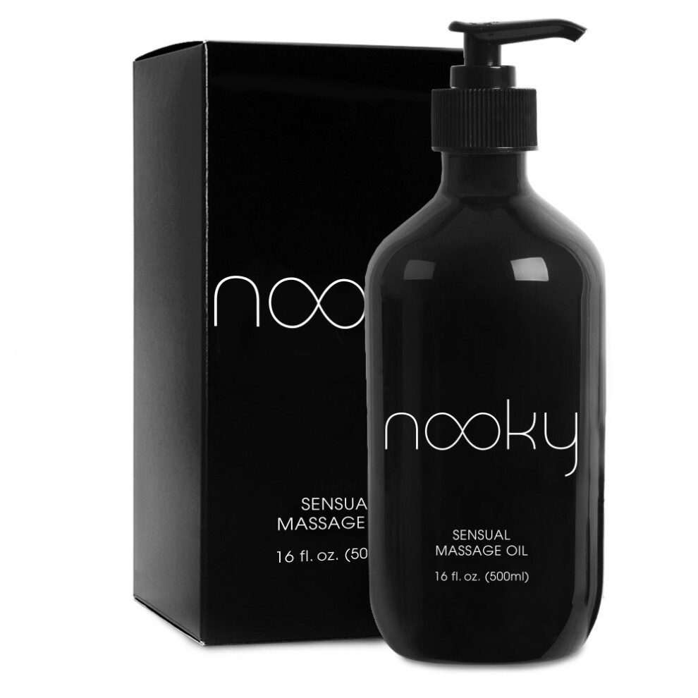 Nooky Massage Oil With Premium Natural Ingredients. Relaxing Essential And Sweet Almond Oils For Massaging 16 Ounces