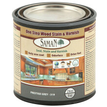 Saman Interior One Step Hout Seman Stain en Varnish - Oil Based Agorless Dye - Protection for Furniture and Fine Wood (Prestige Gray Sam -319 8 oz)