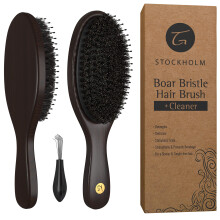 Hair Brush for Men and Women - Natural Boar Bristle Hairbrush Distributes Hairs Natural Oils for Shine Nylon Pins for Soft Scalp Massage & Circu