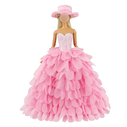 BARWA Princess Evening Party Clothes usa vestido com chapu conjunto para boneca de 11,5 polegadas 1
