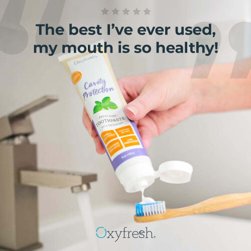 Oxyfresh Premium Cavity Protection - Fresh Mint Fluoride Toothpaste - Low Abrasion Anticavity Toothpaste for Sensitive Teeth - Remineralizing Ena 2
