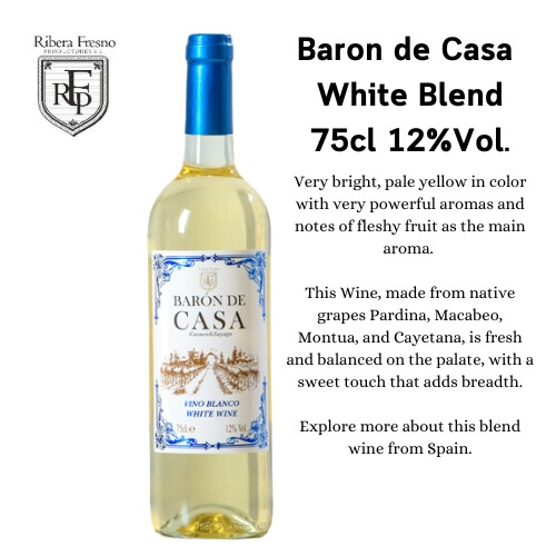 Spanish White Wine Baron de Casa 12X75cl 12% Vol. 2