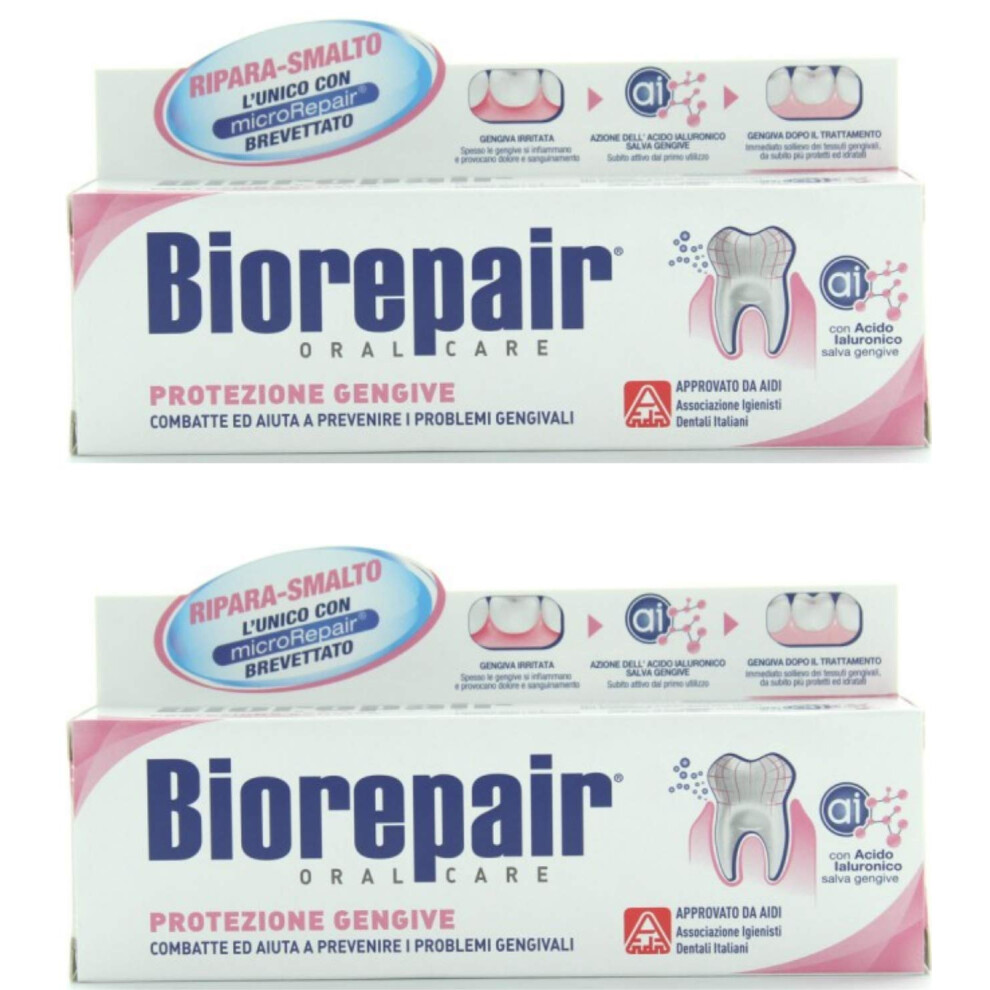 Biorepair Biorepair: """"Protezione Gengive"""" (Gum Protection) Toothpaste With Microrepair * 2.5 Fluid Ounce (75Ml) Tube (Pack Of 2) * [ Italian Import ]