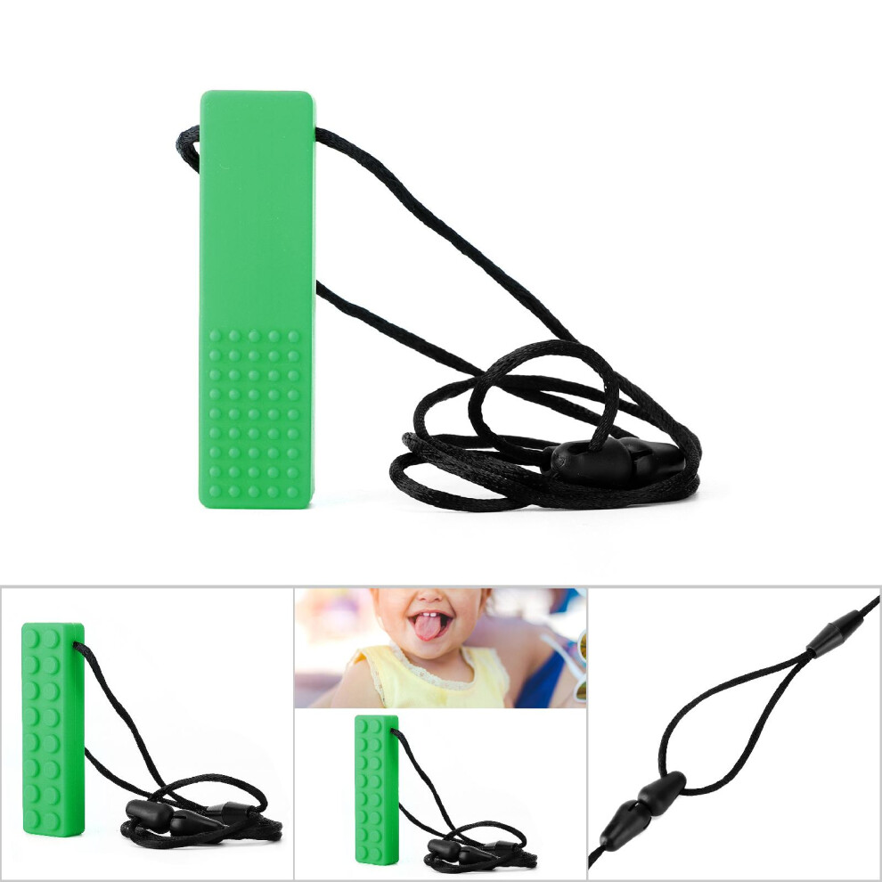 Oral Sensory Chew Toys Teether Necklace Chewing Necklace Building Block Teether (Green) Green