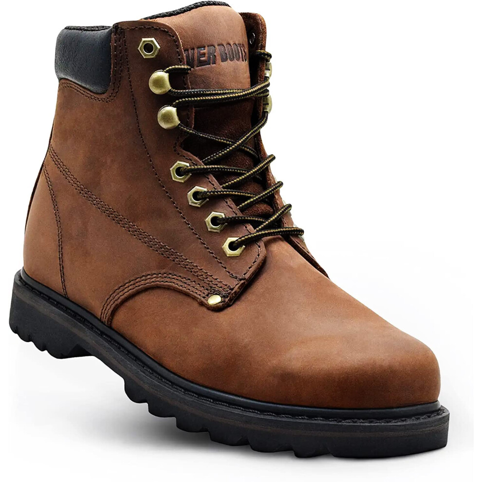 Tous les bottes Tank's Men's Soft Toe Huile en cuir plein grain Boots de travail Construction Sole en caoutchouc (10 jours (M) Darkbrown)