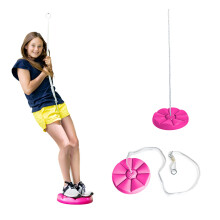 Squirrel Products Robuste rosa Scheibenbaumschaukel mit Seil zum Spielen im Freien  einfache DIY-Ergnzung zum Spielset oder Baum