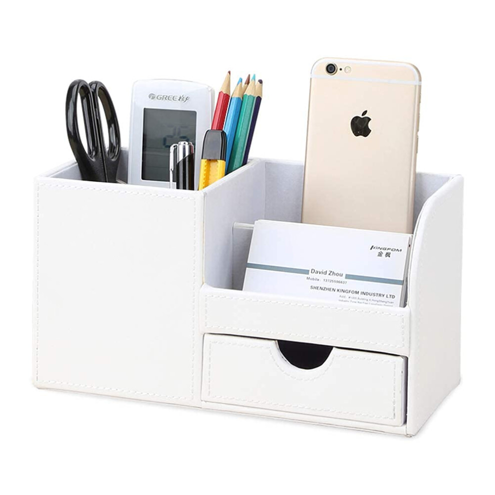 KINGFOM Desk Organizer Office Supplies Caddy Pu Leather Multi-function Storage Box Pen/Pencil Cell phone  Business Name Cards Remote Control Hold-image-OPC-PHWT9ZT-NEW
