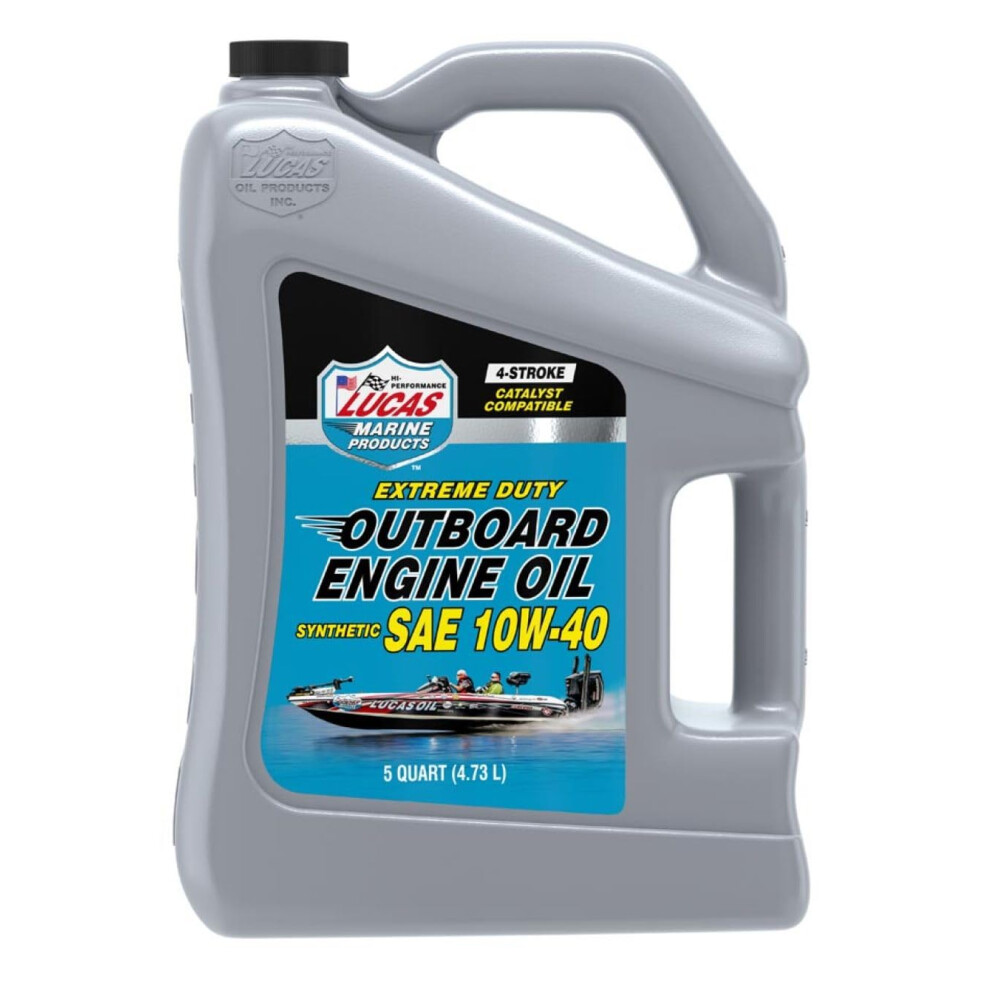 Lucas Oil 10813 Synthetic SAE 10W-40 Extreme Duty Outboard Engine Oil - 5 Quarts
