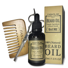 Beard Grooming Kit for Men - Organic Beard Growth - Professional Barber Beard Trimming Set - Beard Brush Beard Oil Wooden Comb Sharp Stainless St