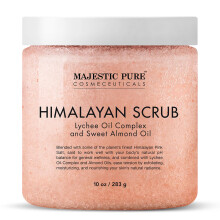 MAJESTIC PURE Esfoliante corporal de sal do Himalaia com leo de lichia Esfoliante de sal para esfoliar e hidratar a pele, limpeza profunda - 10