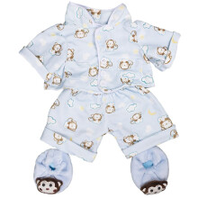 Pijama de macaco azul com chinelos e roupas de ursinho de pelcia cabe na maioria dos amigos de 8 ""-10"" ""Buy-A-Bear e faa seus prprios bichinho