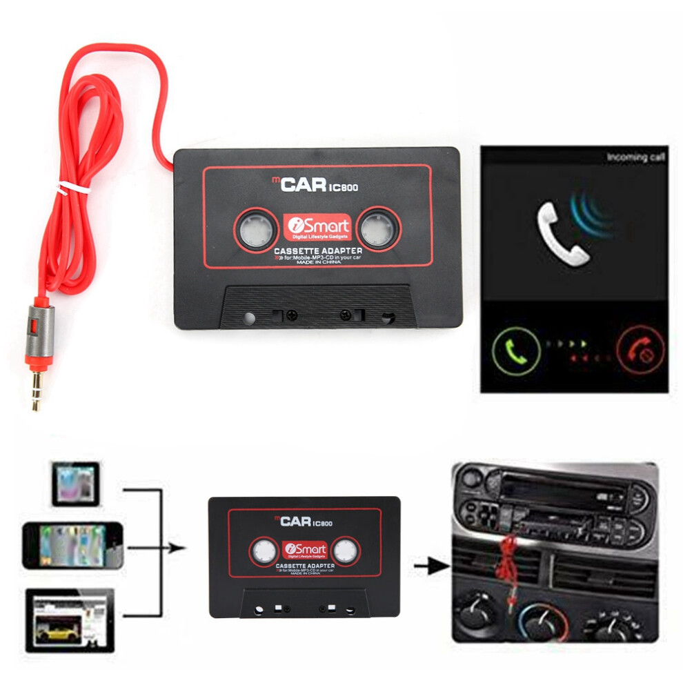Car Stereo Cassette Tape Adapter Cd Md Mp3 Mp4 Player To 3.5Mm Aux Audio For Mobile Phone 8441324575997