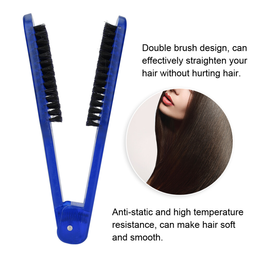 Unisex Blue Hair Straightening Plywood Comb Straightener Styling Comb Hairdressing Tool (Blue)
