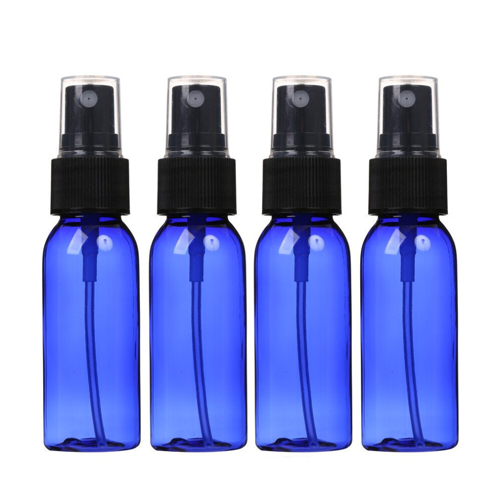 Sinide Cobalt/Blue Plastic Spray Bottles 30Ml - 4 Pack 1Oz Empty Pet Refillable Cosmetic Perfume Atomizer Container With Fine Mist Sprayer For Es