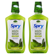 Spry Naturlig Xylitol Muntvätt Fluorfri med Emaljstöd, Alkoholfri, Mild, 16 fl oz (2-pack)
